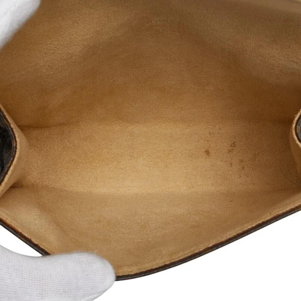 LOUIS VUITTON Authentic Brown Monogram Leather Pochette Hobo Bag
